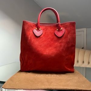 Vintage Gucci Orange Red Suede Tote